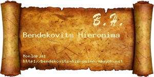 Bendekovits Hieronima névjegykártya